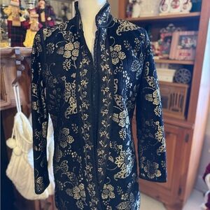 Yak Magik Black and Gold Floral Blazer